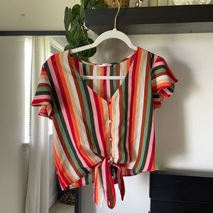 Striped blouse with tie
